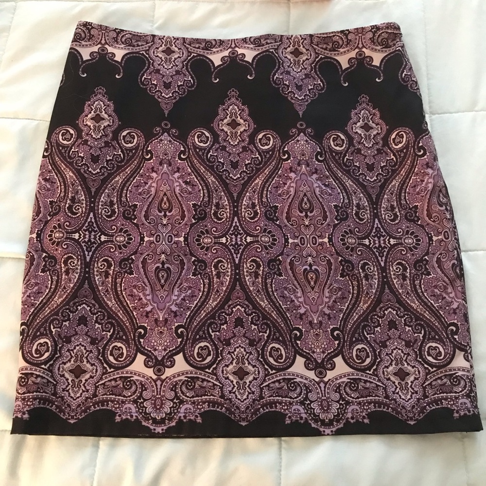 INC 4p Black/Purple Patterned Skirt